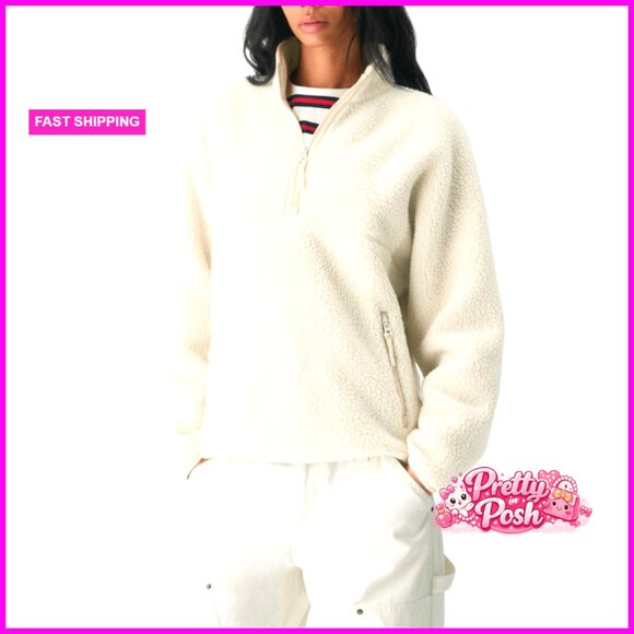 Fleece Pullover Half Zip Sherpa Jacket with Side Pockets